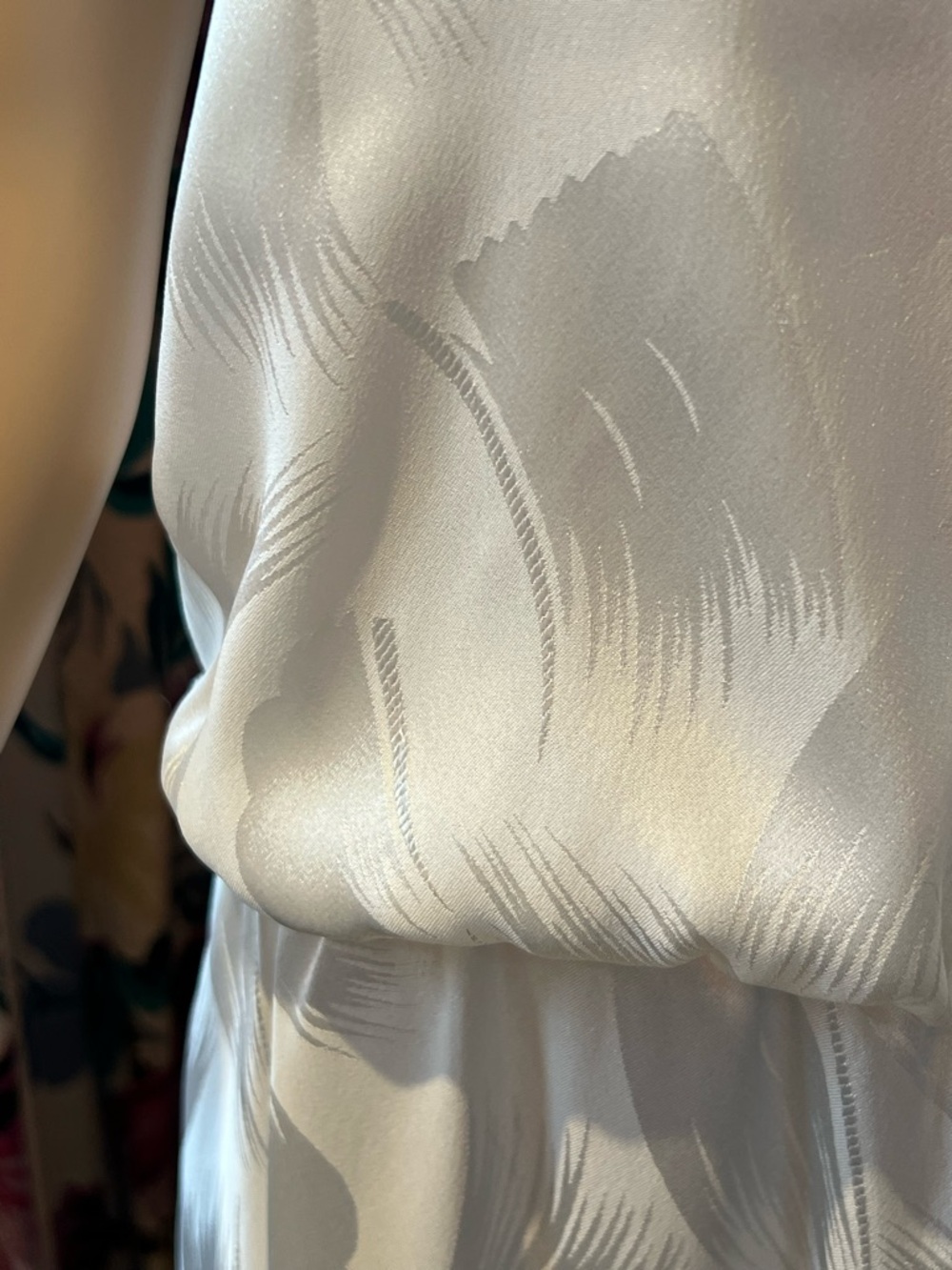 70s Disco Styling Creamy White Satin/Matte V-Neck Jumpsuit with Spaghetti Straps - Picture 4 of 14